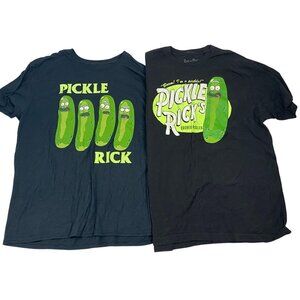Rick & Morty Pickle Rick Graphic T-Shirts Set Of 2 Black Green Mens Size L
